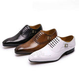 Breathable Men's Wedding Oxfords: Premium Leather Pointed Business Shoes with Buckle