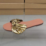 Quality Thong Bow Square Toe Women's Leather Flat Sandals for Ladies