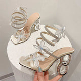 Ankle Wrap Sandales a Talons HautsM 2024 Summer Shoes Sexy Unique Heels for Women