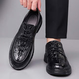 Pointed Toe Pattern Lace up Durable Fashion Original Cook Genuine Leather Dress Shoes for Men