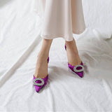 Size 31-43 Tacones Dropshipping Luxury Rhinestone Diamond Slingback Pumps Shoes Women Heel for Ladies