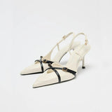 New Arrival Women's Pointed-Toe Low-Cut Stiletto Heels with Crisscross Buckle Straps - Mule Style Fashion Heel Sandals