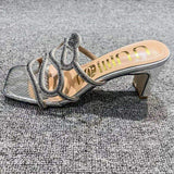 Gold Snake Sandalias Tacones Female Sandals Elegant Ladies 2024 Pencil Sexy Summer Heels