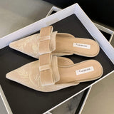 Embroidery Outdoor Slippers Closed Toe Female Ladies Casual Loafer Spring Flat Shoes