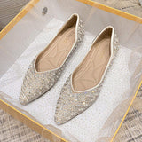Chaussures Plates Wanita Cute Casual Slipper Style Full Pearl Elegant Moccasins Flat Shoes for Women