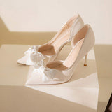 Zapato Mujer Taco Alto High Quality Elegant Lady.Pumps Bow Pink Rhinestone Diamond Heels
