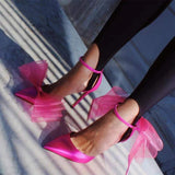 Hot Selling Luxury Pointed Toe Stilettos Comfortable Wedding Bride Bow Heels for Lady