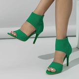 Baby Blue COlor Knit Fabric Sandalias Fashion Pumps Shoes High Heels for Women