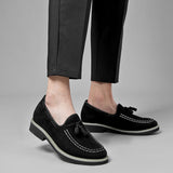 Cowhide Upper Comfortable Suede Leather Dress Shoes Classic Design Tassel Loafers for Men