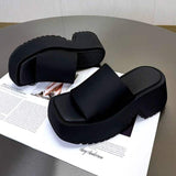 8CM/5CM Small Size 32 Sandalias Plataforma Height Increasing Black Silk Platform Women's Sandals