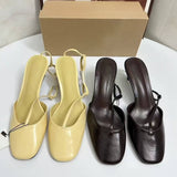 Women's Fashion Versatile Cutout Heeled Sandals - Square Toe, Closed Toe, Thin Straps, Back Strap, Dressy Outdoor Pumps