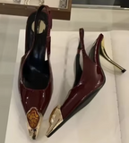 Talons Chic Slingback Closed Toe Sexy Shoes Pumps Black Heels for Women Ladies