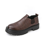 Height Increasing Thick Sole Dress Shoes Round Toe Formal Business Wedding Loafers Classic Men Slip on