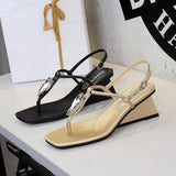 Summer 2025 Fashion Wedges Heels Flip Flops Outdoor Peep Toe Women Ladies Slides Sandals