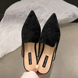 New Ladies Slippers Outdoor Flat Loafer Pointed Toe Mules Slides Footwear