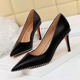 Sepatu Wanita Ukuran 42 43 Sexy Metal Rhinestone Stiletto Pointed High Big Size Shoes Ladies Heels for Ladies 2025
