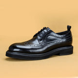 Luxury-Inspired Men's Formal Shoes: Handcrafted Brogue Design with Thick Comfort Soles Genuine Leather Dress Shoes