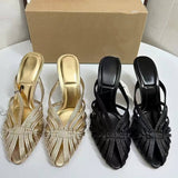 Closed-Toe Gladiator Heeled Sandals Women Niche Retro Style with One-Strap Buckle, Ladies Sexy Summer Outdoor Shoes