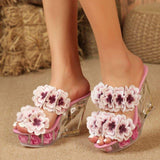 Trendy Talons Haut Sexy Escarpins Flower New StylesShoes Wedge Heels for Women