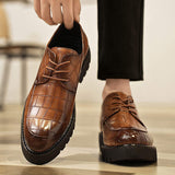 Men's PU Leather Dress Shoes Lace-up Thick Sole Shoes Formal Casual Footwear for Office Daily Wear Occasions