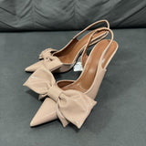 Women's Patent Leather Stiletto Sandals for Spring & Summer - Closed-Toe with Bow, Ankle Strap High-Heel Dress Shoes