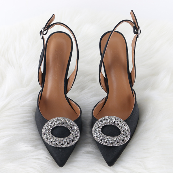 Top Selling 2025 New Buckle Strap Slingback Diamond Wedding Shoes Unique Luxury Diamond Heels for Ladies Shoes