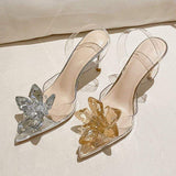 8CM Chaussure Femme Talon Carre Luxury Shoes Designer Transparent 2024 Summer Women's Sandals