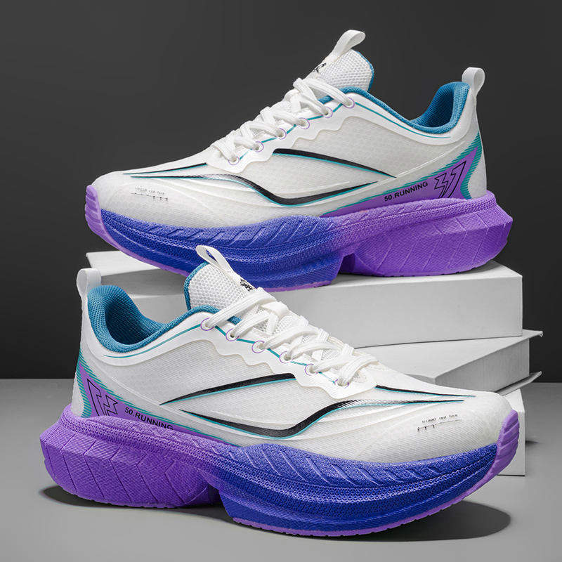 Mens Road Running Shoes Breathable Mesh Sport Sneakers High Elasticity Cushioning Athletic Trainers Non Slip Gym Footwear
