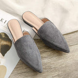 Suede New Ladies Slippers Outdoor Flat Loafer Pointed Toe Mules Slides Footwear