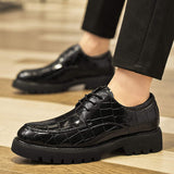 Men's PU Leather Dress Shoes Lace-up Thick Sole Shoes Formal Casual Footwear for Office Daily Wear Occasions