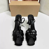 Summer New Style Women's Heels Sandals - Hollow-out Round Toe, Enclosed Toe Cap, Gold Straps, Suitable for Outdoor Wear