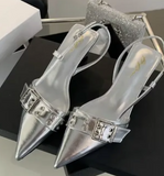 Tacones Plata 2025 Sexy Elegant Pointed Toe Trendy Low Silver Shoes Women Pumps/ Heels for Ladies