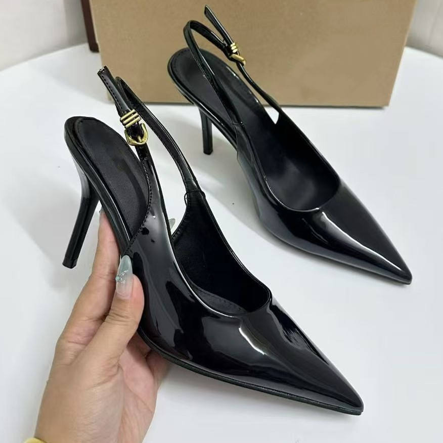 New Autumn Women's Shoes: Pointed-Toe Stylish Versatile High-Heel Pumps with Square Buckle &amp; Ankle Strap
