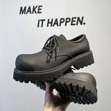 Thick Sole Round Toe White Yellow Color Dress Shoes Lace up Durable Good Quality Handsome Daily Casual Men Derby Shoes