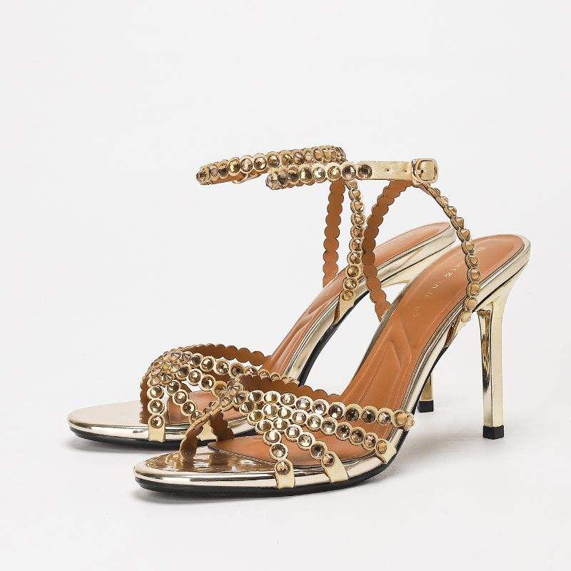 Trendy Comfortable Sole Sandals 2026 New Arrival Shoes Woman Gold Heels for Women