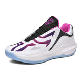 Low Top Professional Indoor Basketball Sneakers with Translucent Blue Outsole Non-Marking Traction for Agile Players