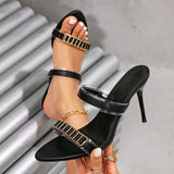 Designer Women Mule Thin Heels Sandals Slides Party Shoes New Summer Slippers