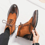 Faux Suede Leather Other Boots Comfortable Lace up Durable Fashion Designers Men Ankle Boots