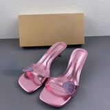 Zapatos Altos De Mujer Summer Pink Stiletto Slipper Mules Women Sandal High Heels for Ladies