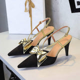 Toe Selling Sexy Talons Aiguilles Bow Slingback Unique Strange Sandals Spring 2025 Heels for Women