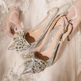 6CM/8CM/10CM New Model Zapatos De Mujer Slingback Rhinestone Closed Toe Stiletto Heels for Women Ladies Pumps