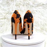 New Women Orange Pointed Toe Sexy Flat 6/8/10/12Cm Customized Designer Shoes Plus Size 34-45 High Heels