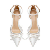 Wedding Bride Shoe Elegant White Silk Pointed Toe Pumps Sexy 2025 Trendy Women's Heels
