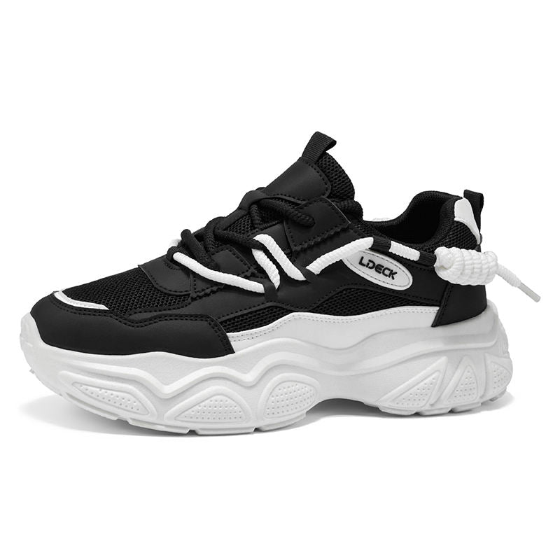 Mens Fashion Unique Rope Laces Chunky Sneakers Breathable Mesh Walking Shoes Non Slip Platform Athletic Dad Shoes