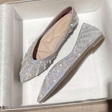 Hot Selling Rhinestone Luxury Pearl Slip on Loafers Office Lady Moccasins Sepatu Flat Shoes for Women