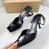 Sandales a Talons Pour Femmes New Toe Cap Peep-toe Fashion Stiletto Heeled Sandals for Women with Buckle, Open Heel Pumps