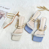 China Vendor Ladies Footwear Pearl Sandals Low Shoes Stiletto Women Heels 2025