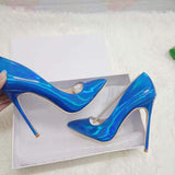 2026 New Arrival Women Holographic Neon Color Pointed Toe Elegant Slip On Stiletto Heels Pumps for Party Wedding Club