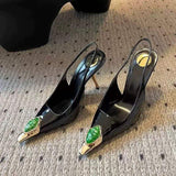 Talons Chic Slingback Closed Toe Sexy Shoes Pumps Black Heels for Women Ladies
