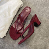 Hot Selling Square Toe Flip Flops Chunky Low Slippers Shoes Lady Heels for Ladies